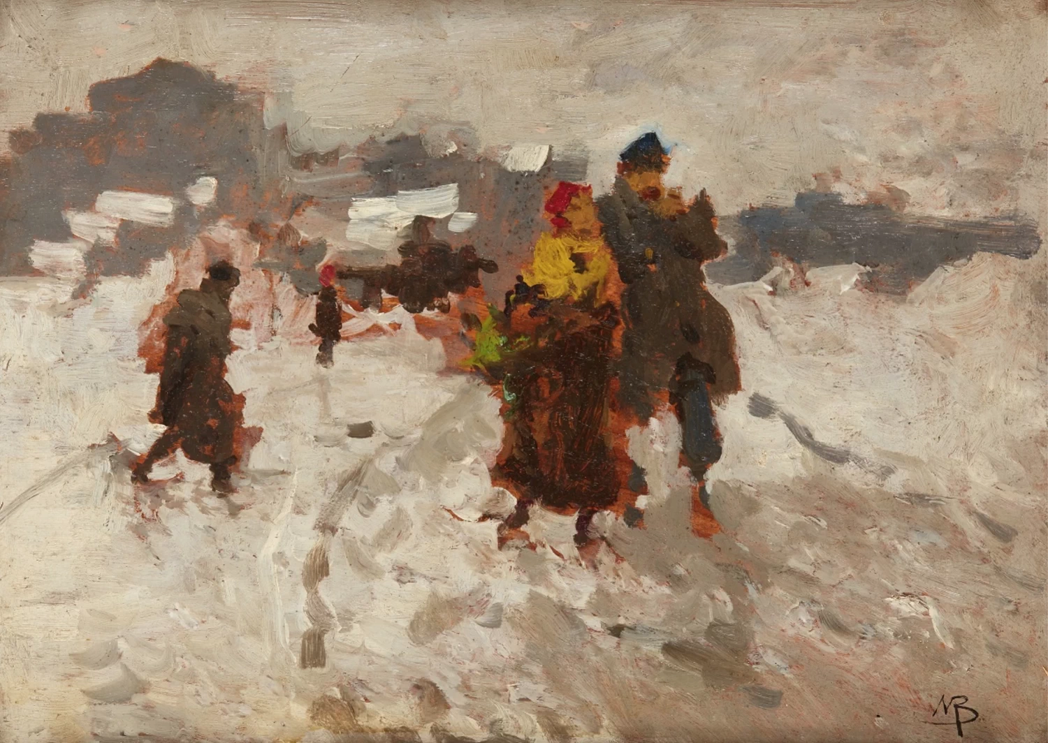 Figure che camminano nella neve